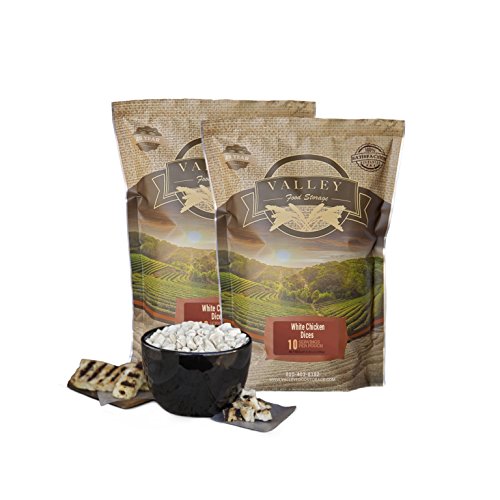 Valley Food Storage Freeze Dried Meats (10 Servings of Chicken Dices), (Pack of 2) - Long Term Emergency Food Supply by