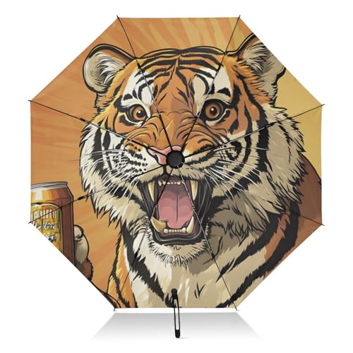 Parapluie compact chat du Bengale pliant automatique 46 pouces