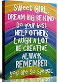 Rainbow Motivational Canvas Wall Art Girls Motivational Self Affirmation Wall Decor Pictures Children's Affirmation Poster Suitable for Decorating Children'S Rooms Living Rooms And Bedrooms Framed