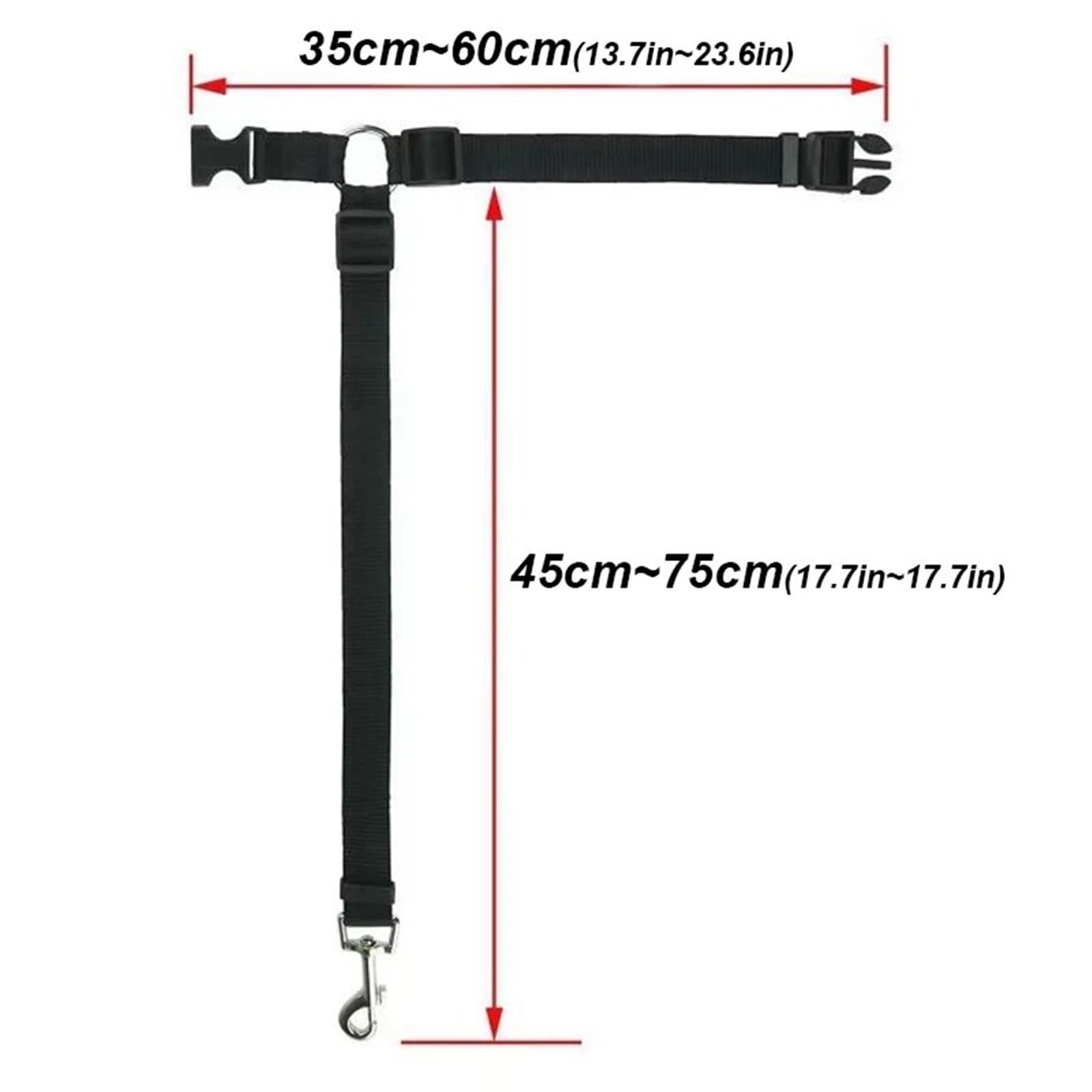Convient pour ceinture de sécurité 2 en 1 en nylon pour animal domestique avec clip de traction (noir)