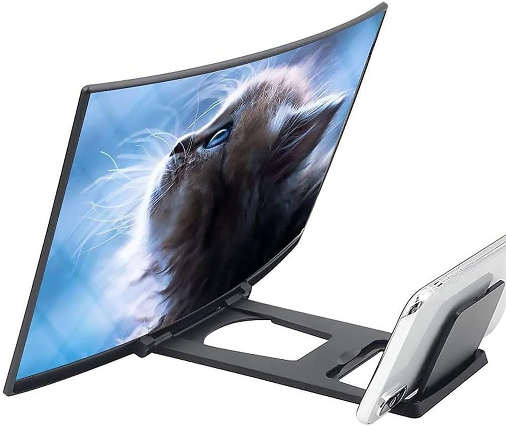 12 Inch Mobile Phone Screen Enlarged Bracket Display ABS Shell Acrylic Lens Curved 3D Magnifier Stand