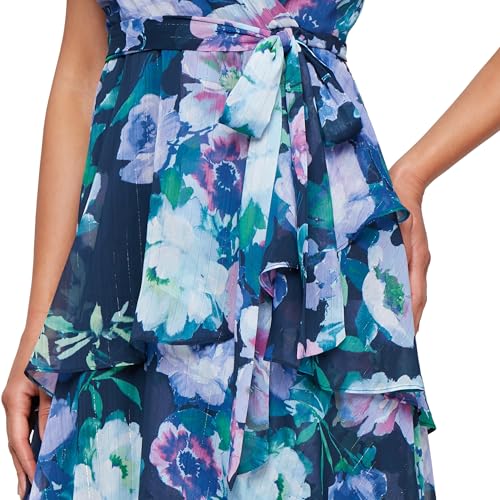 Image of S.L. Fashions Women's Short Sleeve Tiered Skirt Long Maxi Dress with Surplice Neckline, Wedding (Petite and Regular Sizes)