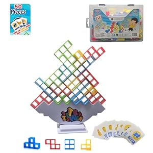 50 Pcs Board Games for Kids & Adults Tetra Tower Balance Stacking Toys Perfect for Family Games, Parties, Travel