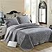 Tagesdecke Queen Size Baumwolle Gesteppte Decke Nordisch Geometrisch Grau Kariert Wohndecke Gesteppter Bettdecke Bettüberwurf für Doppelbett mit 2x50x70cm Kissenbezug für Bett