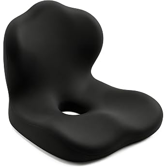 Seat Cushion Orthopaedic Office Chair with Back Cushion Ergonomic Coccyx Cushion with Backrest Lumbar Support Made of Memory Foam for Office Chair Car Gaming Relief for Sciatica and Back Black