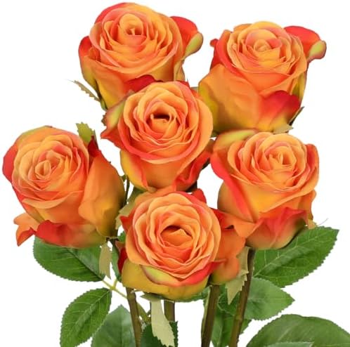 Fake Orange Roses Amazon.com: Briful Roses Artificial Flowers– 6PCS 18.9