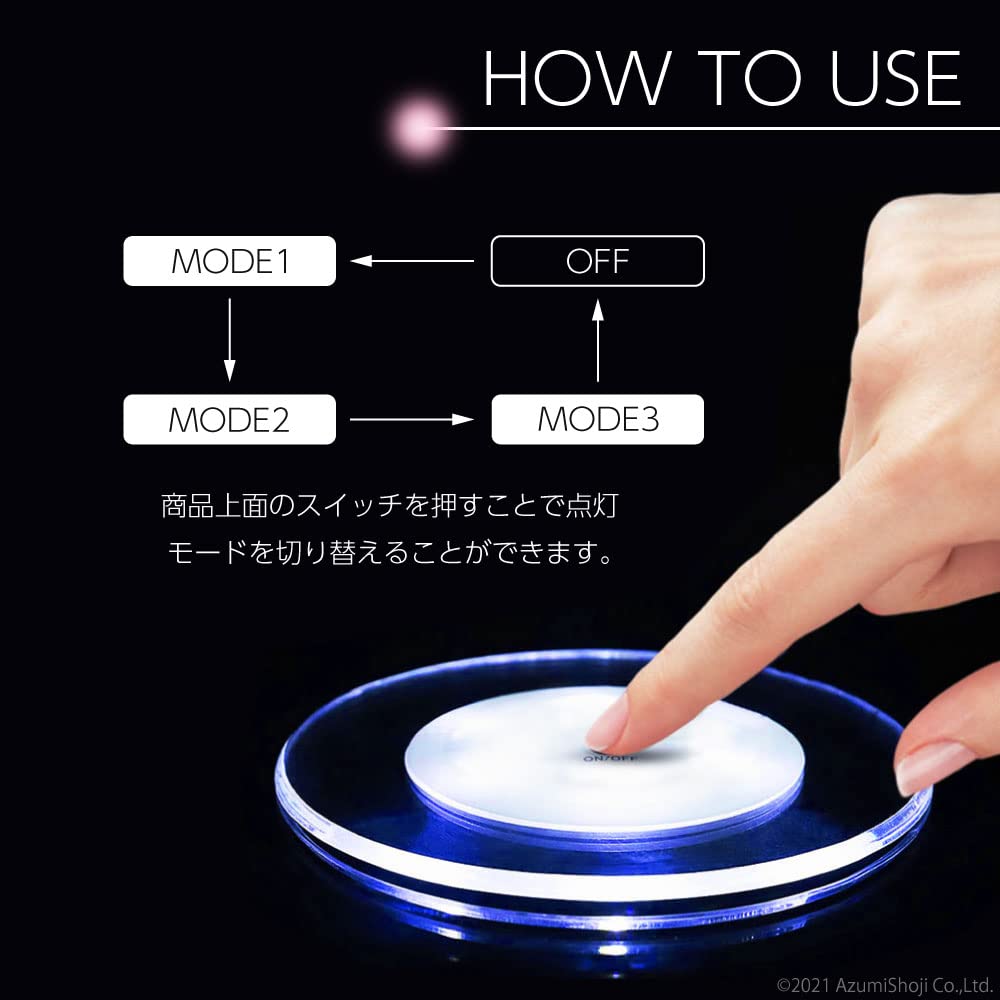 Amazon｜LEDコースター 円型 七色に光るコースター♪ 防水機能