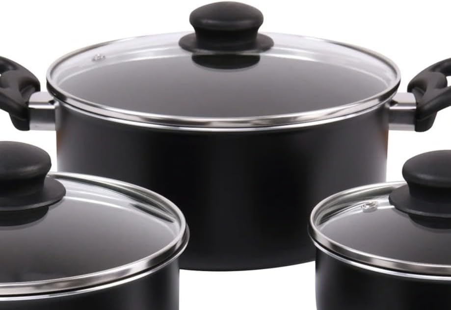 Miniatura 2 de Juego de utensilios de cocina de aluminio antiadherente, ollas y sartenes (negro)