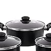 CLMSTE Black 7 Piece Non Stick Aluminium, Pots and Pans Cookware Set (Black) #1