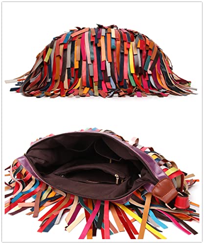 Bolso de hombro de cuero multicolor para mujer miniatura 4