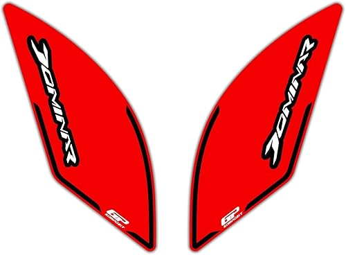 GP Kompozit Almohadilla de tanque de tira lateral roja compatible con Bajaj Dominar 250 / Dominar 400 2017-2024