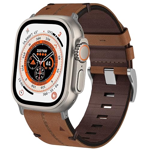 Bracelet Apple Watch Ultra cuir véritable de remplacement iWatch 8 7 SE