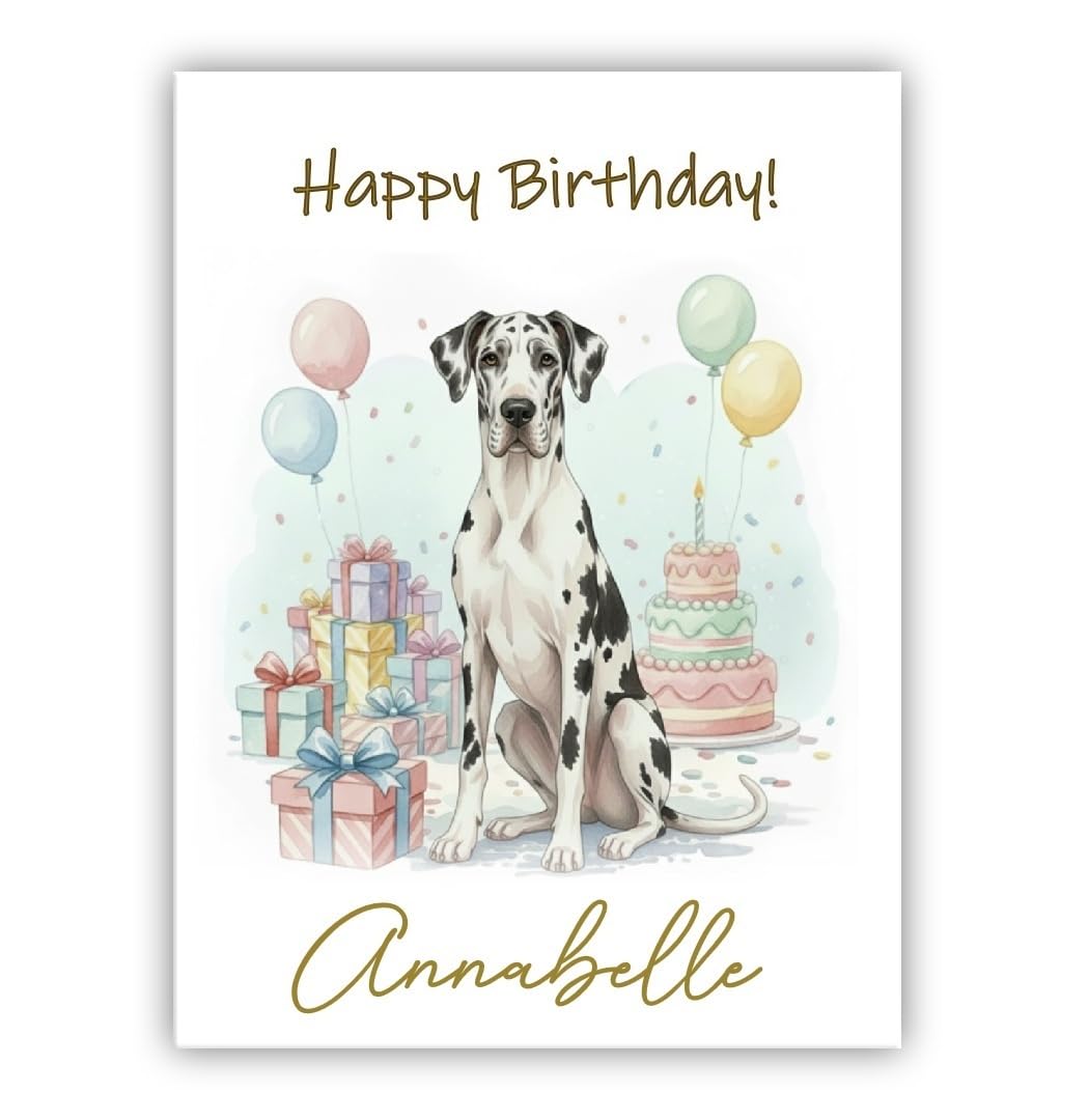 Personalised Birthday Card From the Dog – Add Any Name – Multiple Breeds Available – Dogs Lover Gift (• Great Dane)