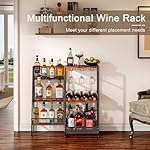 Versatile Liquor Stand for Home Bar, Wine Rack Freestanding Floor, Mini Bar Table for Liquor Whiskey Wine, 3-Tier Trapezoidal Liquor Bottle Display Shelf with Glass Holder and Fences(Patent Pending) - Image 3