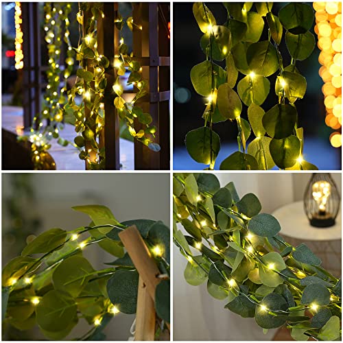 Alpha Decor Lighted Eucalyptus Garland Battery Operated With7.5Ft *3.6Ft With 120 Led Artificial Greenery Garlands Fake Vine Lights For Wedding Party Home Wall Indoor Outdoor Decoration #TOP1