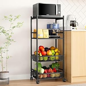 Generisch Mikrowellen-Regal mit 4 Etagen und Rollen