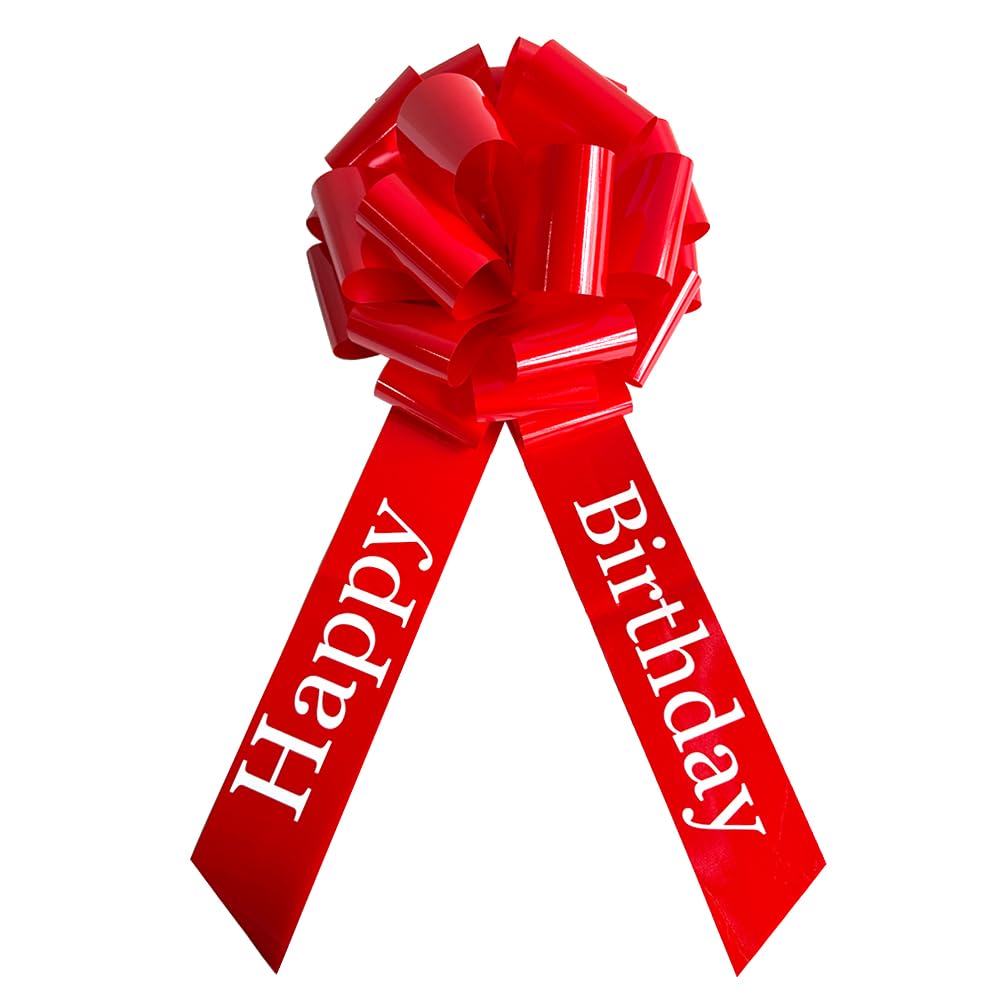 Photo 1 of 12 Inch Happy Birthday Big Red Bow, Big Bow for Present, Party Decorations, Christmas Events Bikes,Table Decorations and Party Events Decoration (Red, 12 Inch (Pack of 1))