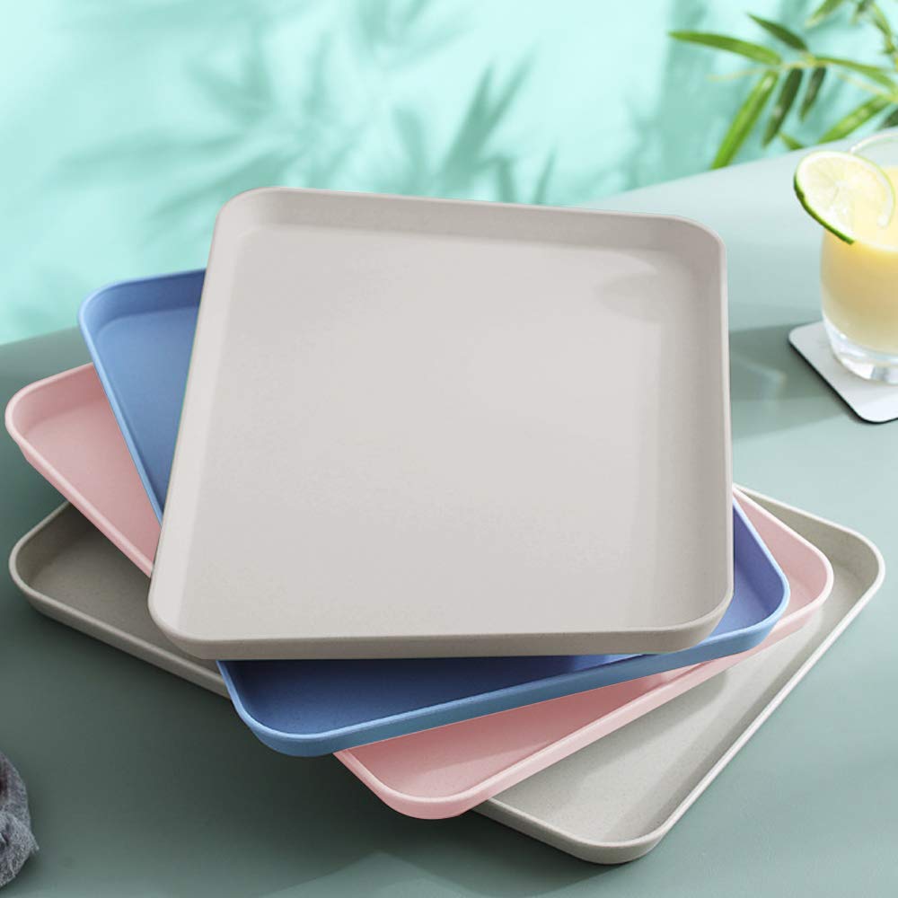 Lot 2 Plateaux Service Incassables Rose - Plateau Petit Déjeuner Lit Bar 35x25 Cm