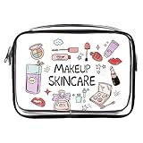 Neceser de viaje transparente de PVC con espacioso interior y compartimentos con cremallera, resistente al agua, organizador de cosméticos transparente, c