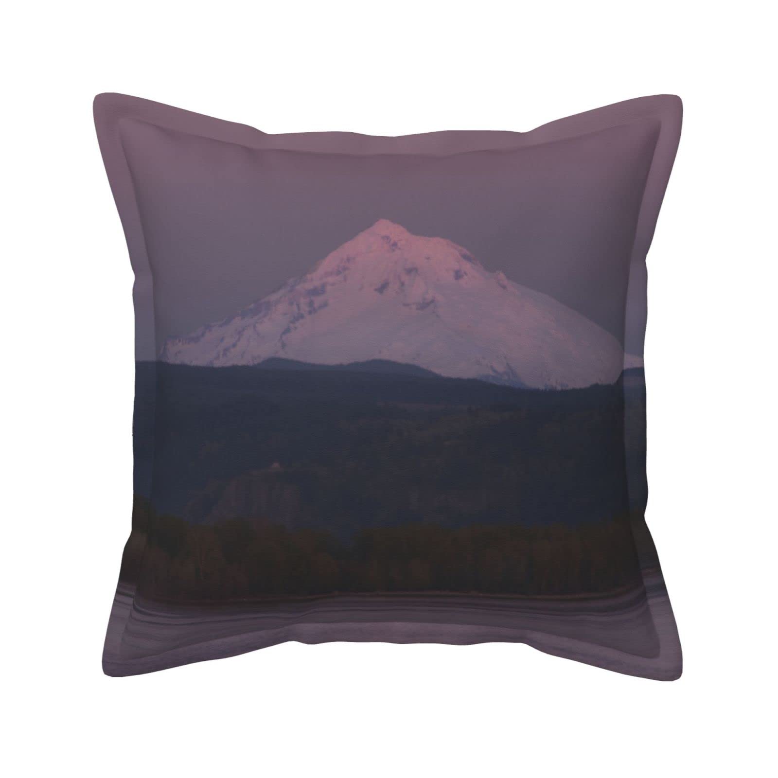 Housse de coussin similicuir coucher de soleil et montagnes pour une ambiance chaleureuse