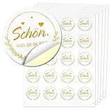 yumcute 100 Stück Runde Aufkleber SCHÖN DASS DU DA BIST Selbstklebende Sticker für Hochzeit Gastgeschenke Taufe Kommunion Geburtstag Feste Geschenke (4.2cm Durchmesser, Golden)
