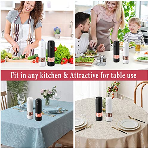 𝗥𝗲𝗰𝗵𝗮𝗿𝗴𝗲𝗮𝗯𝗹𝗲 Electric Salt And Pepper Grinder Set - Built-In 500Mah Battery - Automatic Peppercorn And Sea Salt Spice Mill & Shakers Set With Led Light, Adjustable Coarseness #TOP3