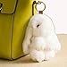Produktbild YISEVEN Plüsch Kaninchen Schlüsselanhänger Osterhase Anhänger Fell Bommel Kuscheltier Hase Fell Bommel Türdekoration Häschen Taschenanhänger Tier Zubehör Geschenke Frauen Mädchen Auto Tasche, Weiß