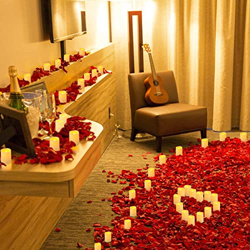 Image of 48 Pack 1.5 inch x 2 inch Votive Candles Battery Operated, Flameless Flickering LED Votive Tea Light Candles, Electric Powered Outdoor Flicker Candles Bulk for Holiday Wedding Halloween Home Decorations