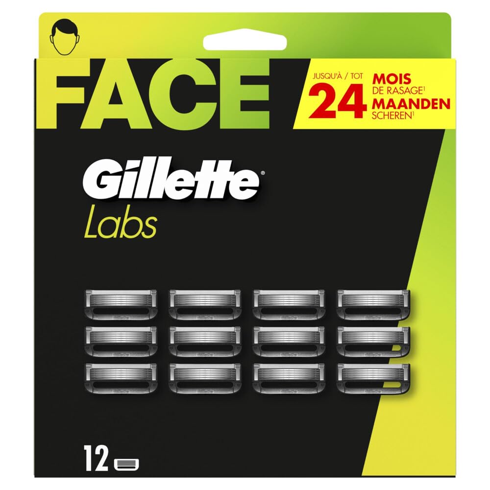 GilletteLabs 12 sztuk żyletek do maszynek do golenia GilletteLabs With Exfoliating Bar i Heated Razor, żyletki firmy Gillette