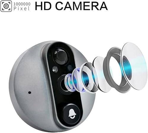 Miniatura 2 de Cámara de mirilla, cámara de timbre de video WiFi 960P con timbre, detección de movimiento, visión nocturna, audio de 2 vías, almacenamiento en la
