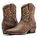 GLOBALWIN Camel Cowboy Boots For Women Cute Cowgirl Boots Women's Western Boots With Embroidery Side Zipper Chunky Heel Size 11M