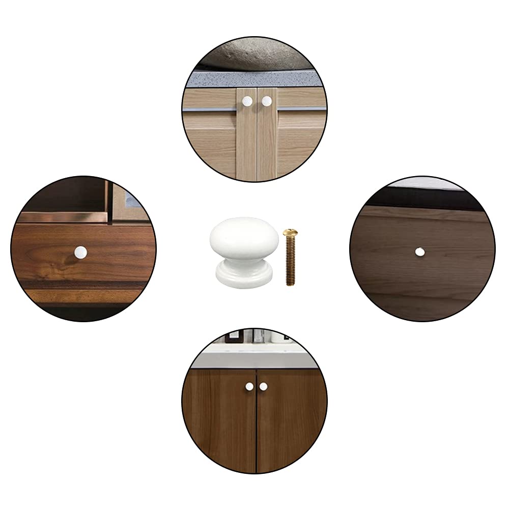 Pomelli Tondi Per Mobili In Legno Bianco - Set Da 10 Pezzi Con Viti Incluse - Stile Fungo Per Cassetti E Cucina - Foto 7