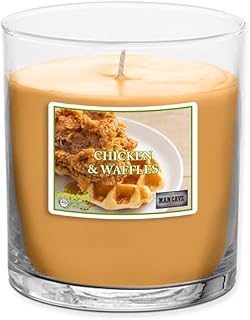Man Cave Man Candle Collection | Chicken & Waffles Scent | Fried Chicken Pumpkin Scented Jar Candle Artisan Hand Poured to Order | 3 oz. 30 HR Burn 2" x 2 5-8" Reusable Tumbler | Brown
