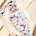 Galabloomer Receiving Blanket Headband Set Flower Print Baby Swaddle Receiving Blankets