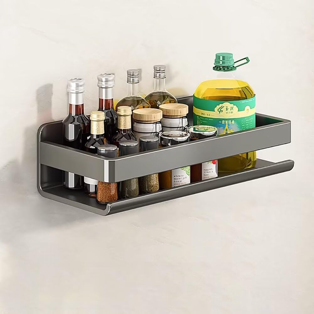 Portaspezie da parete in acciaio inox per 20 spezie, senza fori, salvaspazio, soluzione salvaspazio da cucina, 30 x 13 x 7,7 cm