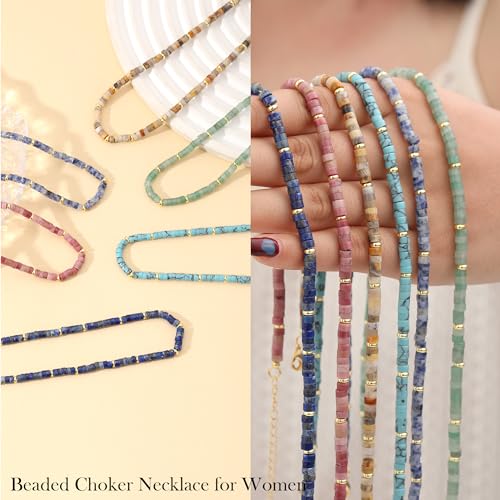 Choker Necklace for Women, Beaded Necklaces for Women Stocking Stuffers for Teens Teen Girl Gifts Gifts for Her Adjustable 14k Gold Gemstone Summer Anniversary Birthday Christmas Jewelry