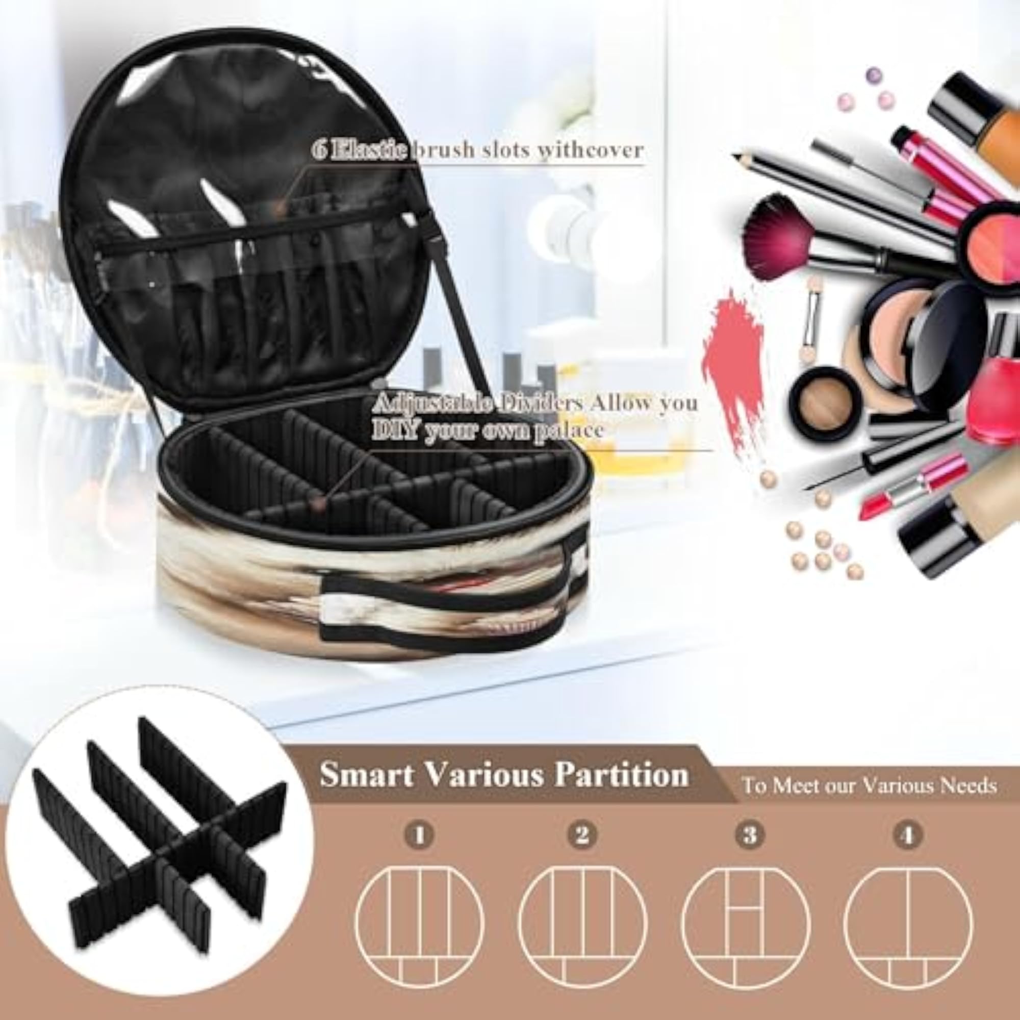 Cute Hedgehog Holding Cupcake Travel Makeup Case, Portable Organizer