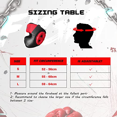 Rhafayre Boxing Headgear, Adjustable Head Gear For Kickboxing Mma Sparring Training, Wide Vision, Mesh Top, Red L #TOP6