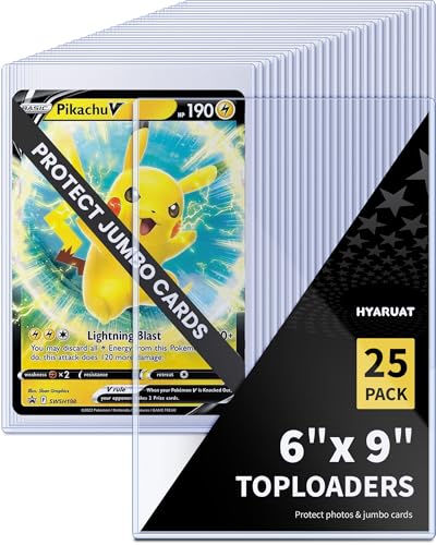 HYARUAT 6x9 Toploader 25 Pack Rigid PVC Jumbo Card Sleeves 39PT