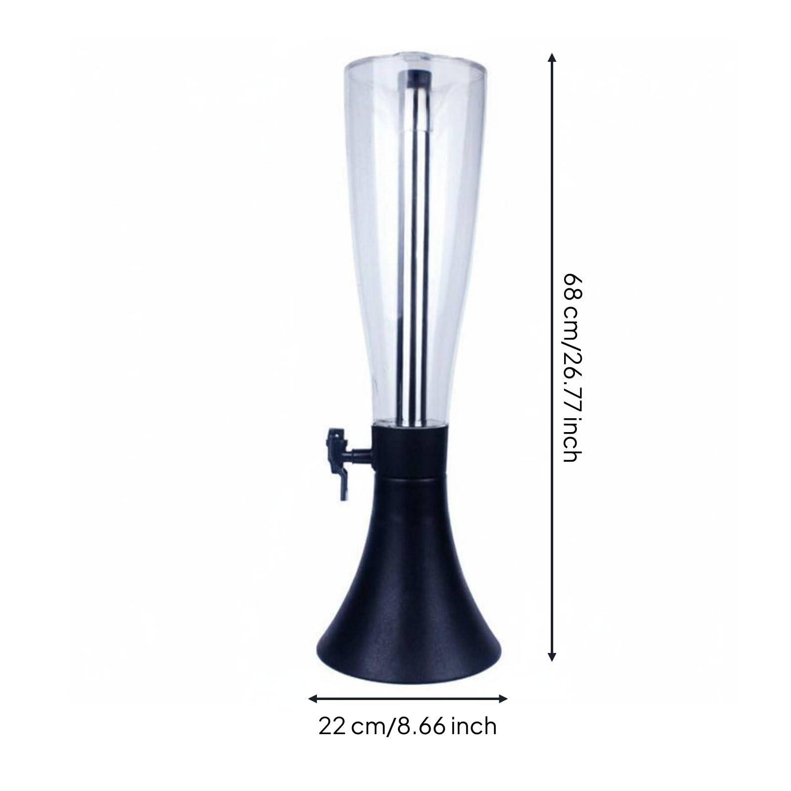 Dispensador de Cerveza de Acrílico Multiuso Dispensador Bebida con Grifo Base Estable Torre Bebida Madera para Bartenders, Fiestas, Moderno Con Base Negra