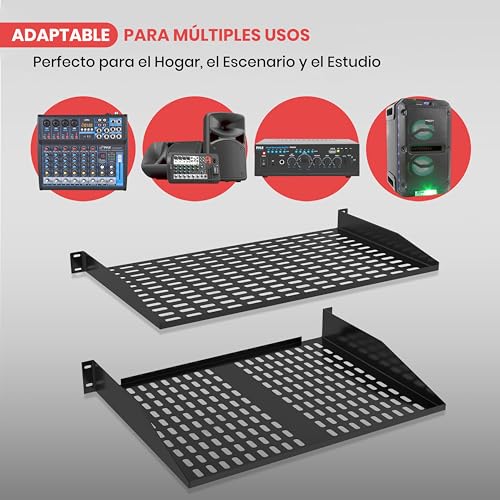 Bandeja rack 19 PYLE ventilada de 1U y 2U para servidor de pared 4