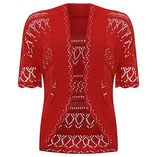 Top Fashion18 kvinnor virkad stickad kortärmad dam kofta cardigan topp 16-26