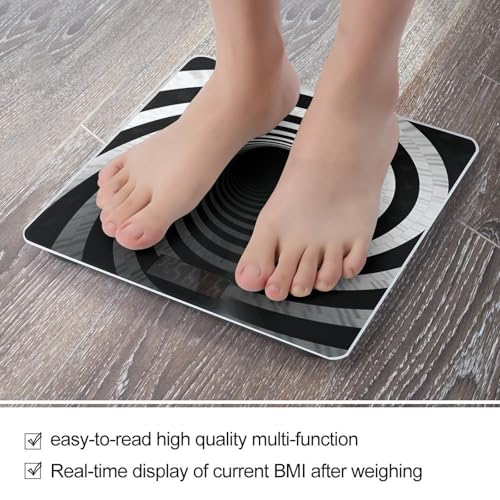 Báscula digital de baño con diseño espiral en negro y blanco miniatura 5
