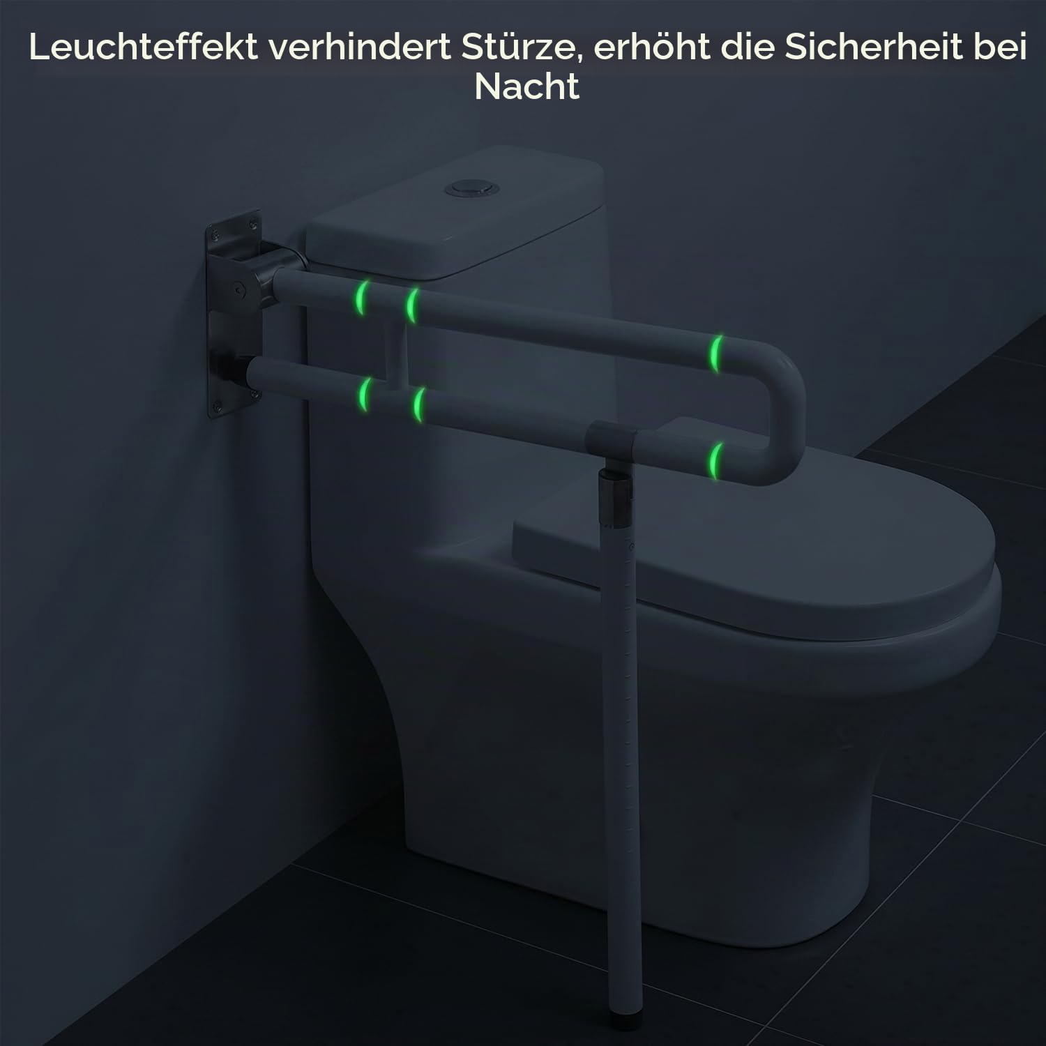 QWORK® Haltegriff, Toilettenhaltegriff mit Bein, Rutschfeste Faltbare Toilettenstangen Toilettenhilfen