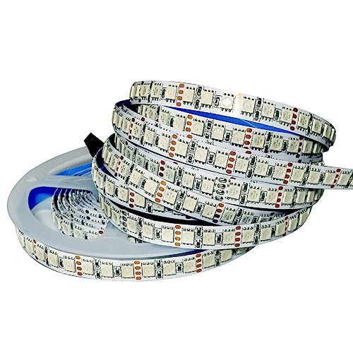 Tesfish 12V RGB LED Streifen Lichts, 5M LED Strip Lichtband SMD 5050 IP20 Gesamt 600 LEDs Farbwechsel LED Band LED Leiste LED Lichtleiste für Schlafzimmer, Küche, Werbung Dekoration