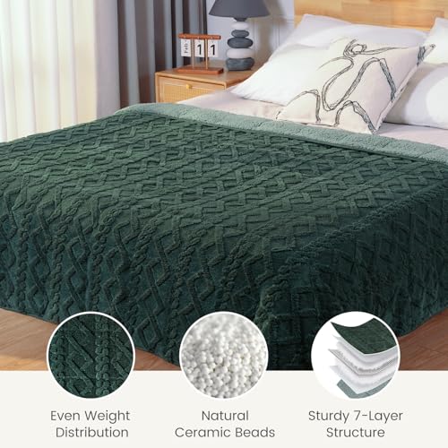 Image of Sherpa Fleece Adult Weighted Blanket Great for Sleep, 15 lbs Dual Sided Soft Fuzzy Heavy Blankets for Couch Bed Sofa, Cozy Warm Fluffy Jacquard Throw for Winter (Green, 48 inch x 72 inch, 15 Pounds)