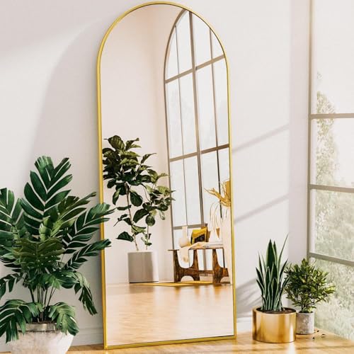 Image of Antok 58 inch x21 inch Arched Full Length Mirror with Stand, Floor Mirror, Gold