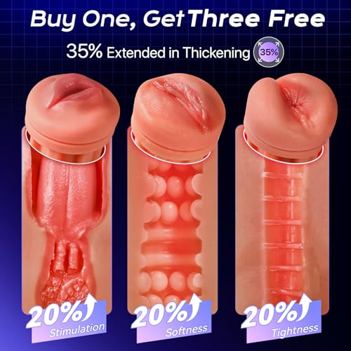 Image of Uoffile Mens Sex Toy Adult Toys - 3 Sleeves Sets AI Sync APP Male Masturbator Sex Toys for Men with 9 Sucking & 9 Vibrating, Pocket Pussy Penis Pump, Colorful Lighting Stroker Erotic Massage Kits