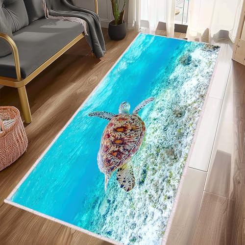 Tapete corredor tortuga marina azul 60x180 cm miniatura 1