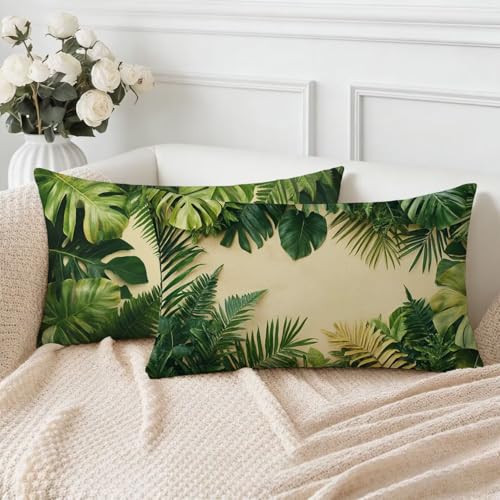 Housse de coussin 40x70 vert lot de 2 imperméable pour canapé de jardin et salon k-633